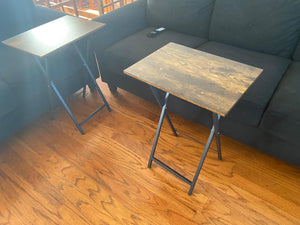 Folding Table, TV Trays, Set of 2 Snack Tray Table, Portable Side Table, Industrial Laptop Table