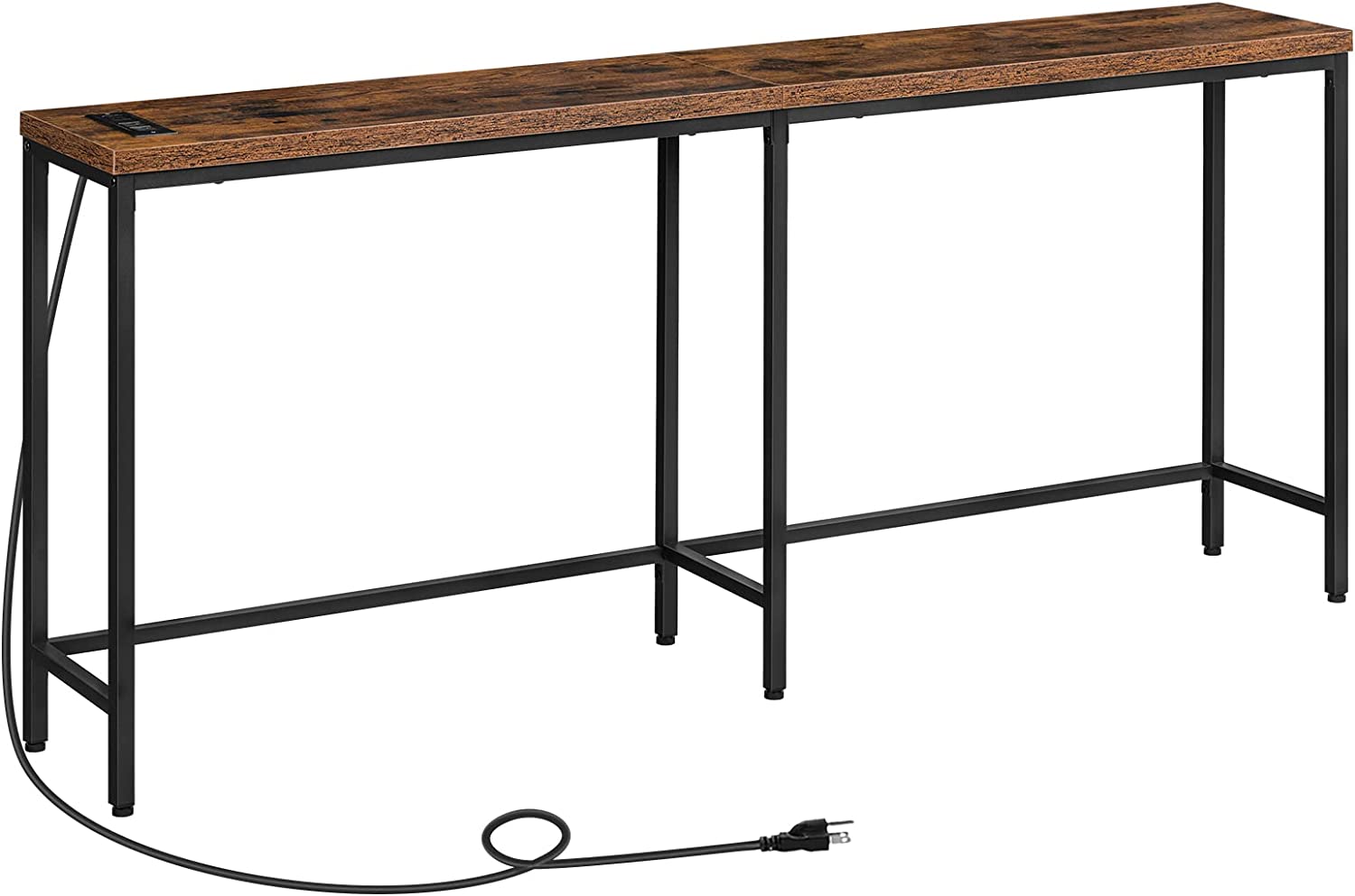 Console Table with 2 Power Outlets and 2 USB Ports, Extra Long Entryway Table with Charging Station