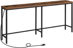 Console Table with 2 Power Outlets and 2 USB Ports, Extra Long Entryway Table with Charging Station