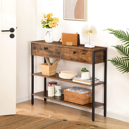 Console Table, Narrow Entryway Table with 2 Drawers and Shelves