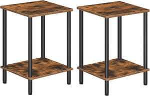 End Tables Set of 2, Nightstand with 2-Layer Storage Shelves, Side Table