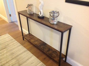 Console Table, Narrow Entryway Table, Industrial Sofa Table with Shelf