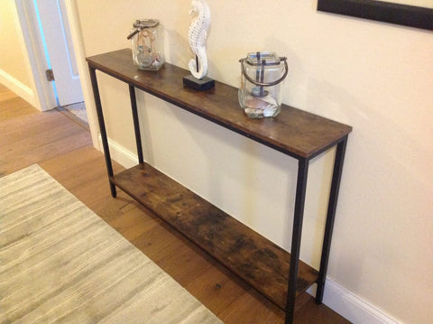 Console Table, Narrow Entryway Table, Industrial Sofa Table with Shelf