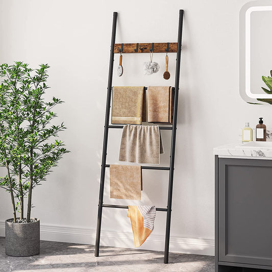 Blanket Ladder, 5-Tier Towel Ladder Shelf, Decorative Ladder, Towel Rack