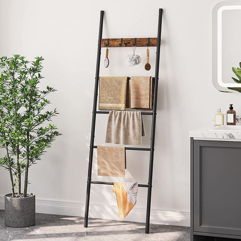 Blanket Ladder, 5-Tier Towel Ladder Shelf, Decorative Ladder, Towel Rack