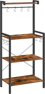Bakers Rack, 4 Tier Microwave Stand with Storage, Multifunctional Baker's Rack, Wooden Kitchen Storage Shelf