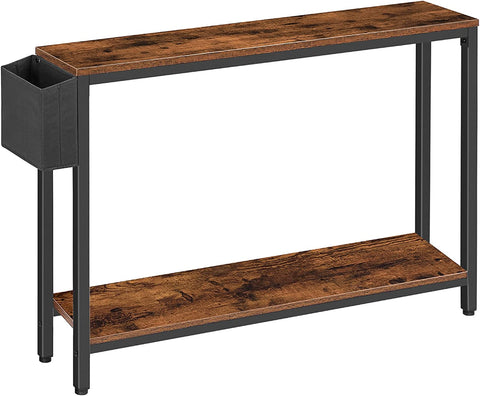 Narrow Console Table, Skinny Sofa Table, Entryway Table with Removable Magazine Pocket
