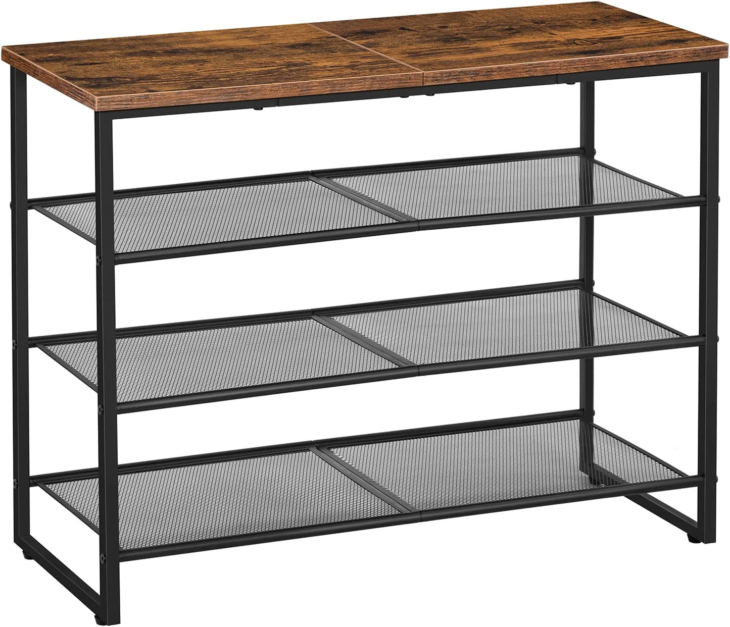 4 Tier Shoe Rack, Shoe Storage Organizer, Shoe Shelf with 3 Mesh Shelves