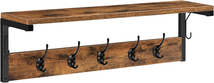 Wall Hooks with Shelf, Wall-Mounted Coat Rack, Wall Shelf, Hanging Shelf, Coat Hooks