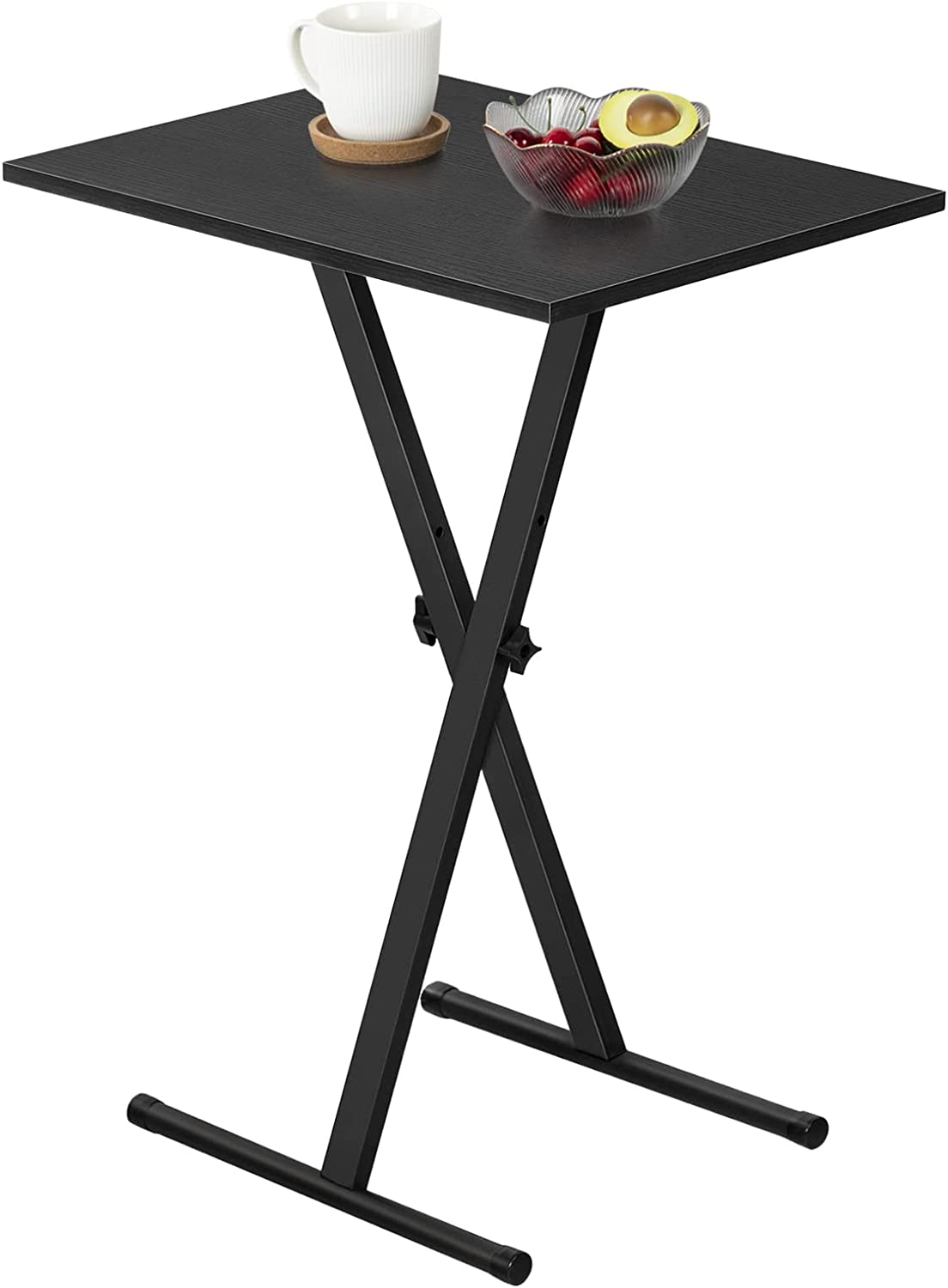 Folding TV Tray, Adjustable Height Folding TV Dinner Table, TV Tray Table with Metal Frame