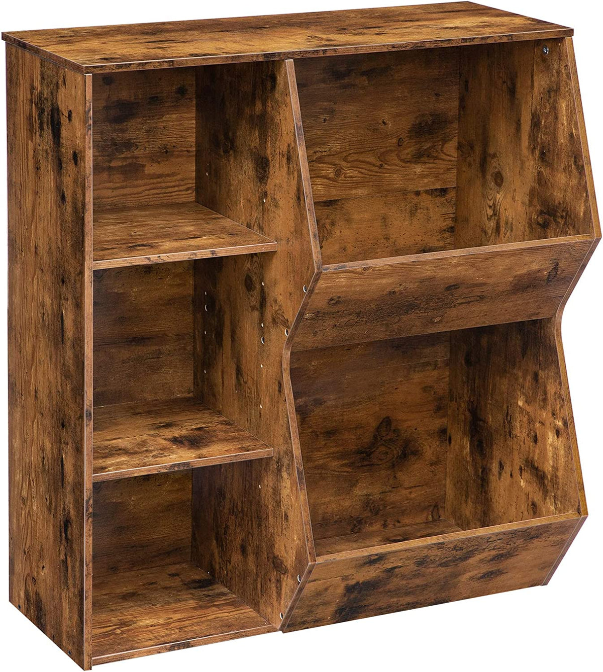 Kids Bookshelf, Toy Storage Organizer, Multi-Bin Storage Cubby, 2 Adjustable Shelves, Bookcase Footboard