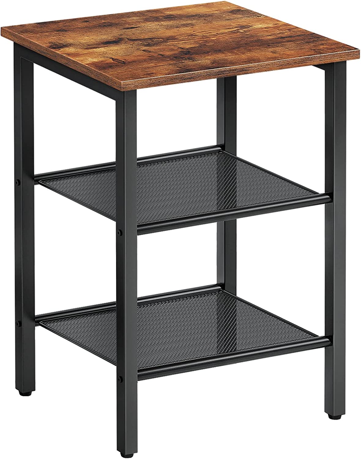 End Table, Nightstand with 2-Tier Mesh Shelves, Side Table