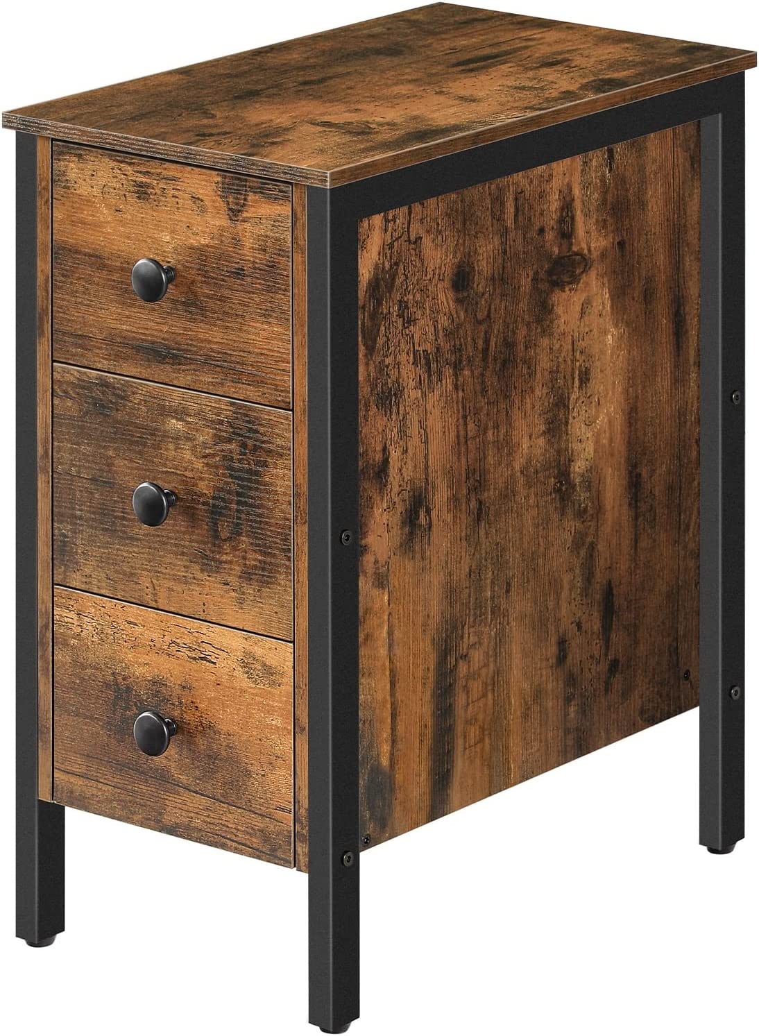 Narrow Nightstand, End Table with 3 Drawers