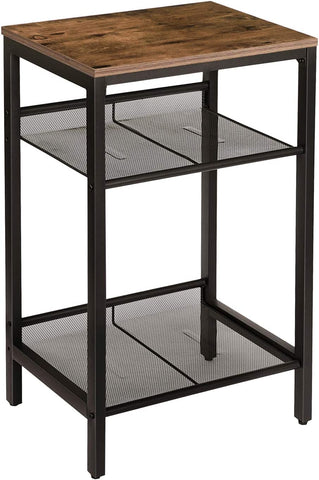 Side Table, Industrial End Telephone Table with Adjustable Mesh Shelve
