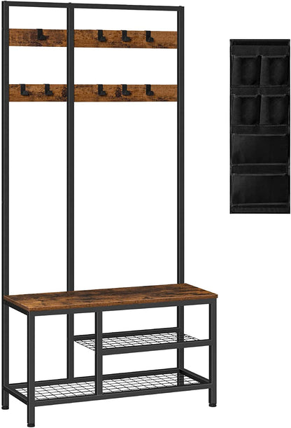 Coat Rack Shoe Bench, Hall Tree Entryway Storage Bench, Storage Shelf Organizer
