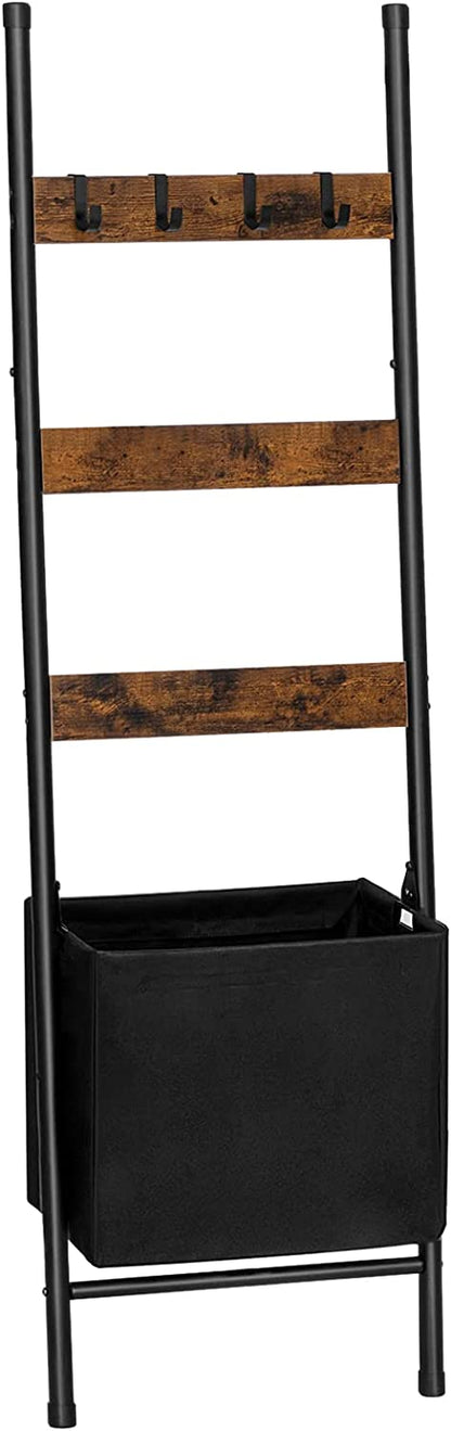 Blanket Ladder with Storage Basket, 4 Tier Blanket Holder Rack