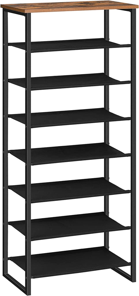 8 Tier Shoe Rack, Narrow Shoe Storage Organizer with 7 Metal Shelves,  Saving Space, Stable and