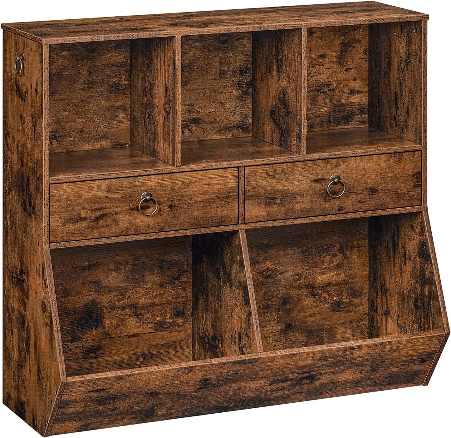 Kids Bookshelf, Toy Storage Organizer, Kids Bookcase, Children's Toy Shelf, 2 Drawers and 5 Compartments