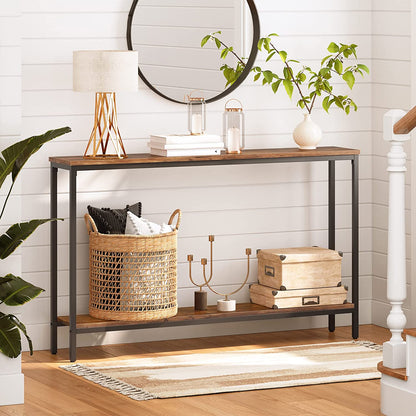 Console Table, Narrow Entryway Table, Industrial Sofa Table with Shelf