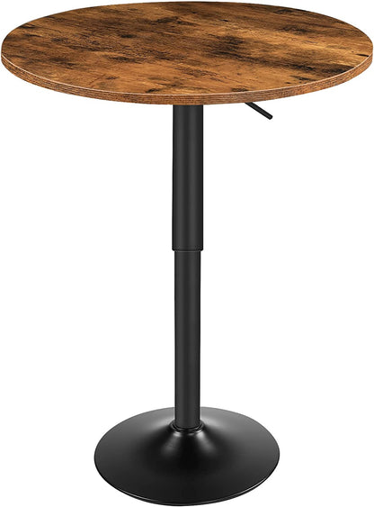 Round Bar Table, Height-Adjustable Bar Table with Set of 2 Round Bar Chairs with Footrest