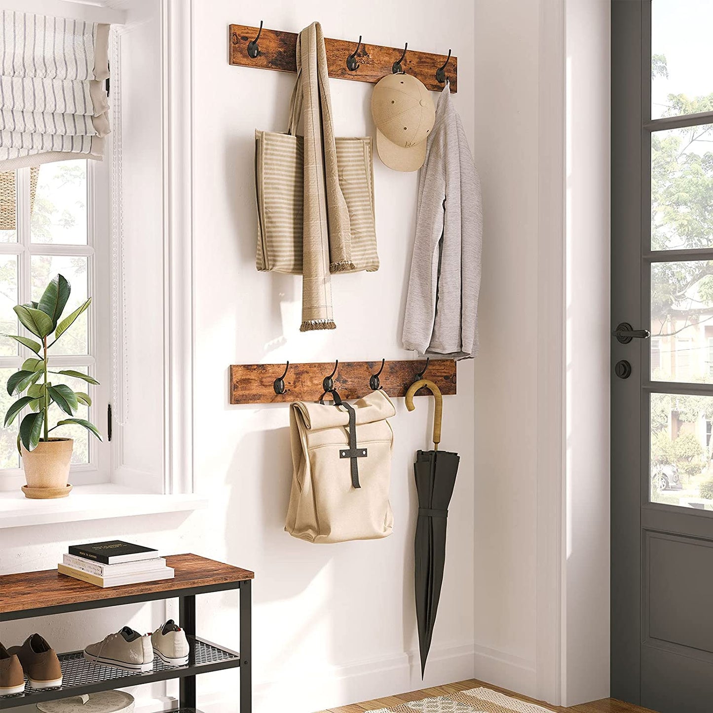 Coat Rack Shoe Bench, Hall Tree Entryway Storage Bench, Shoe Rack Organizer
