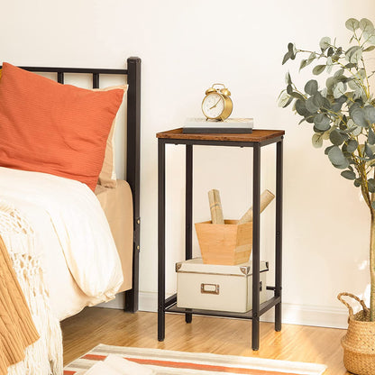 Tall Side Table, Industrial End Telephone Table with Adjustable Mesh Shelves, Small Entryway Table, Laptop Table