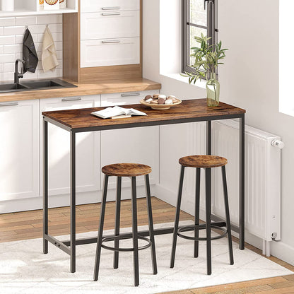 Bar Stools, Set of 2 Round Bar Chairs with Footrest