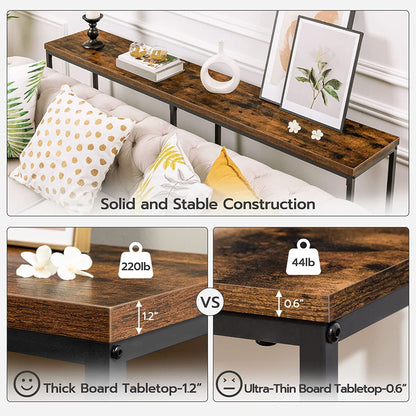 Extra Long Console Table, Narrow Entryway Table, Sofa Table Behind Couch