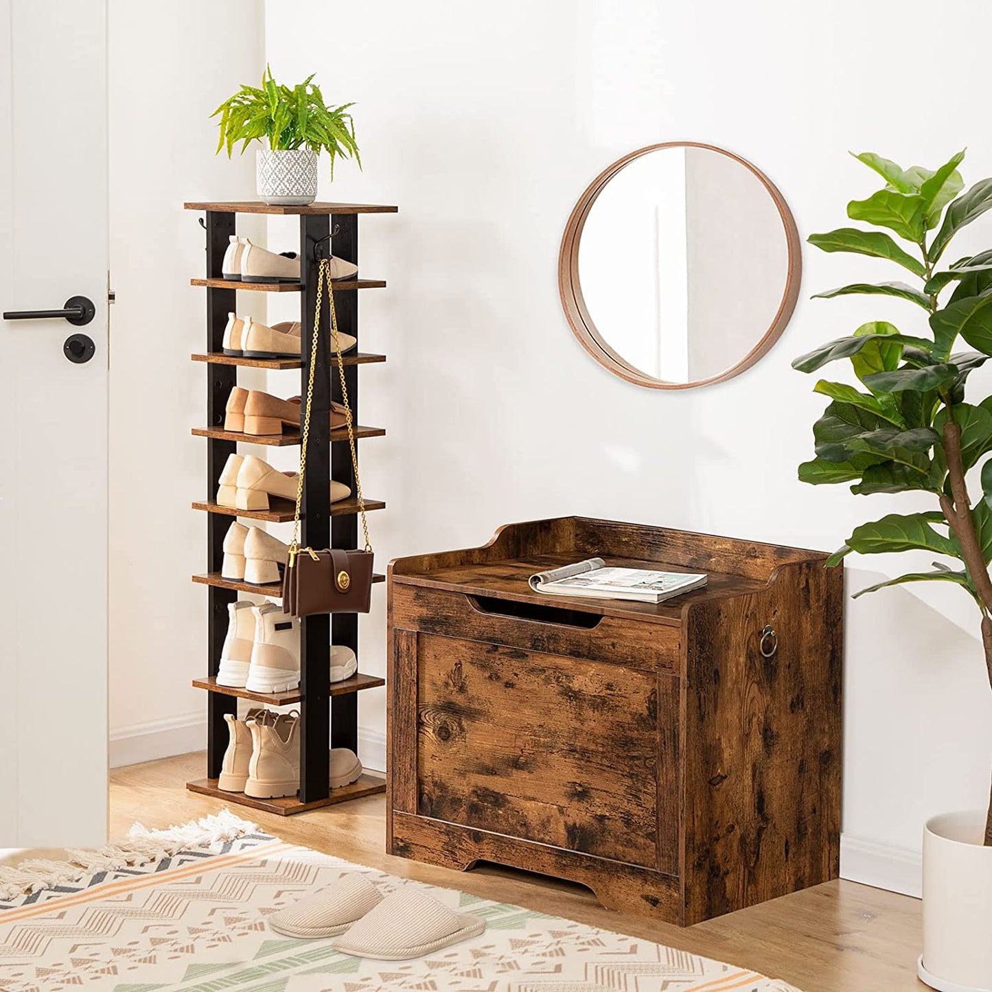 Storage Chest, Storage Bench with Safety Hinge, Retro Storage Organizer
