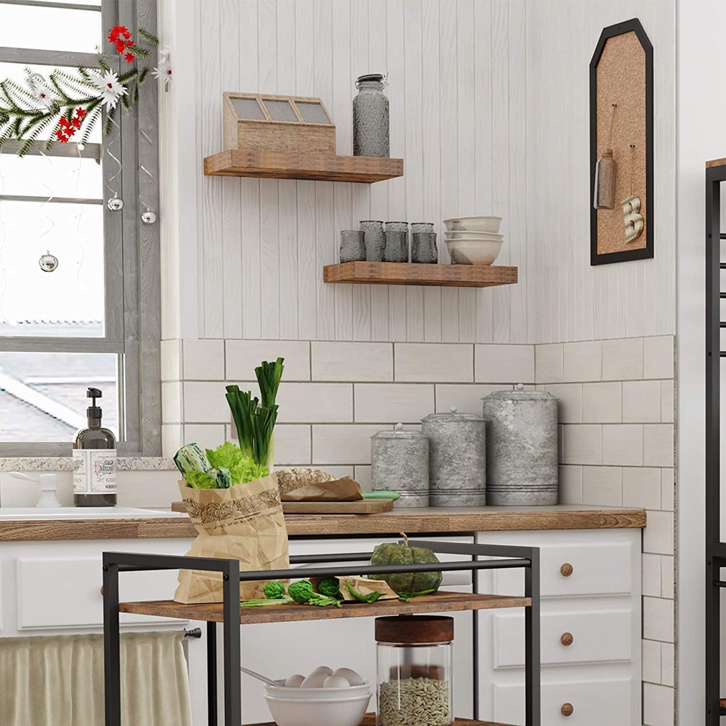 Floating Shelves, Wall Shelf Set of 4, Hanging Shelves with Invisible Brackets Bundle