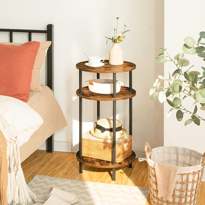 Round Side Table, Tall End Telephone Table, Industrial Nightstand, Sofa Couch Table