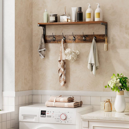 Wall Hooks with Shelf, Wall-Mounted Coat Rack, Wall Shelf, Hanging Shelf, Coat Hooks