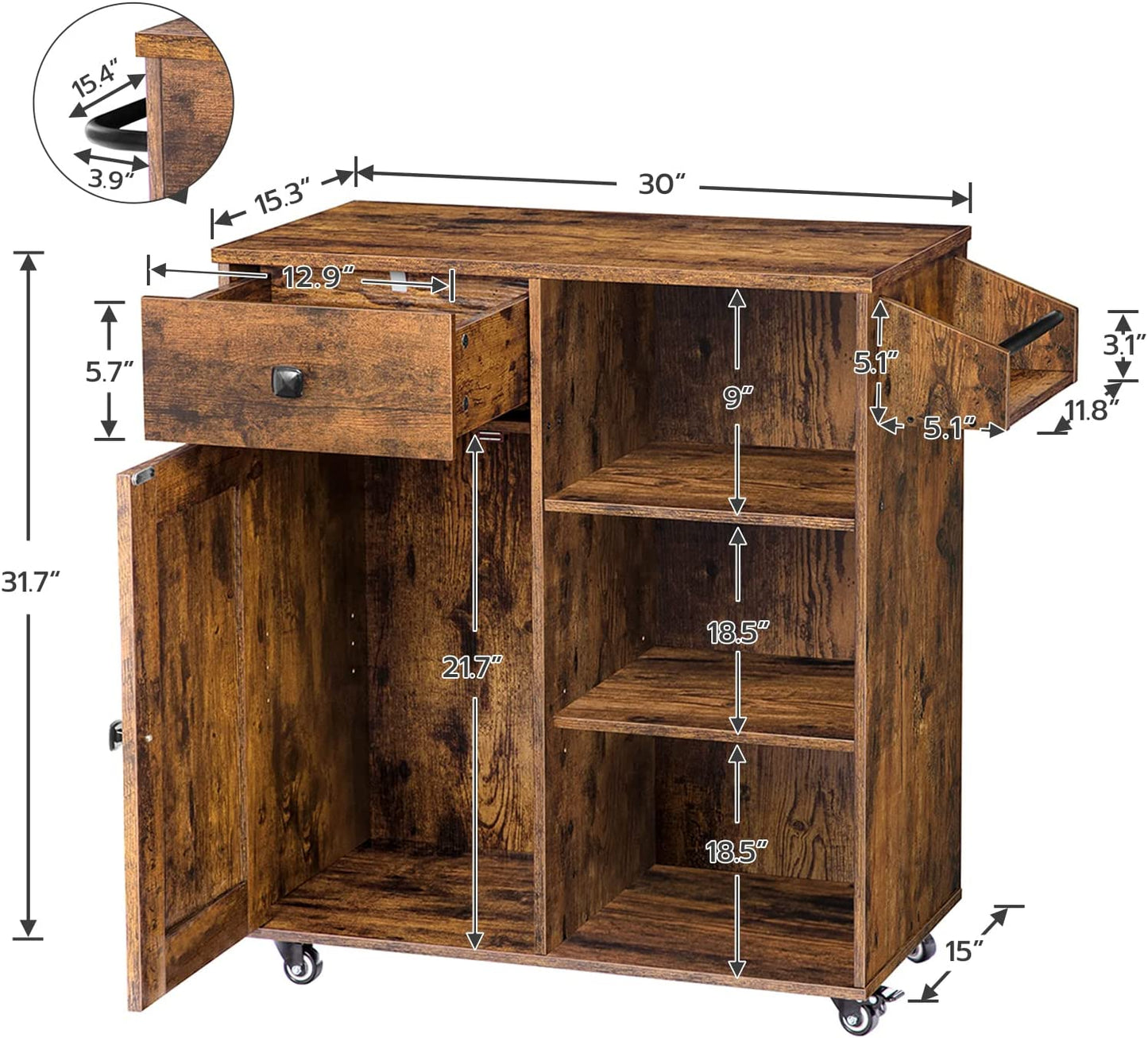 Kitchen Island, Kitchen Storage Cabinet with Drawer