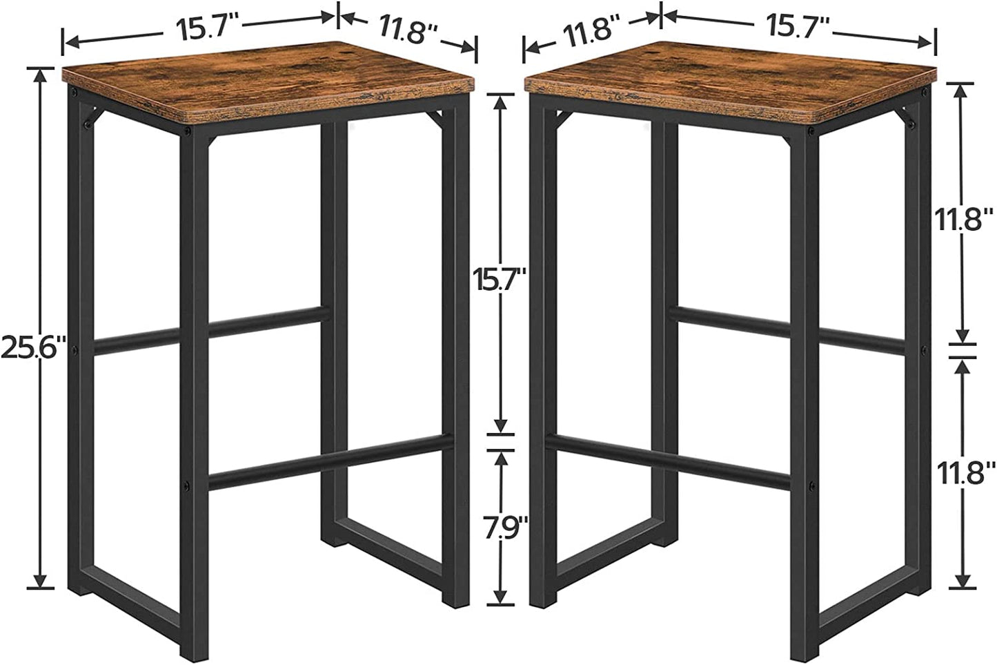Bar Stools, Set of 2 Bar Chairs with Different Height Pedals