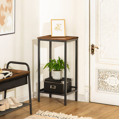 Tall Side Table, Industrial End Telephone Table with Adjustable Mesh Shelves, Small Entryway Table, Laptop Table