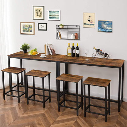Bar Table and Chairs Set, Rectangular Pub Bar Table and 2 Bar Stools