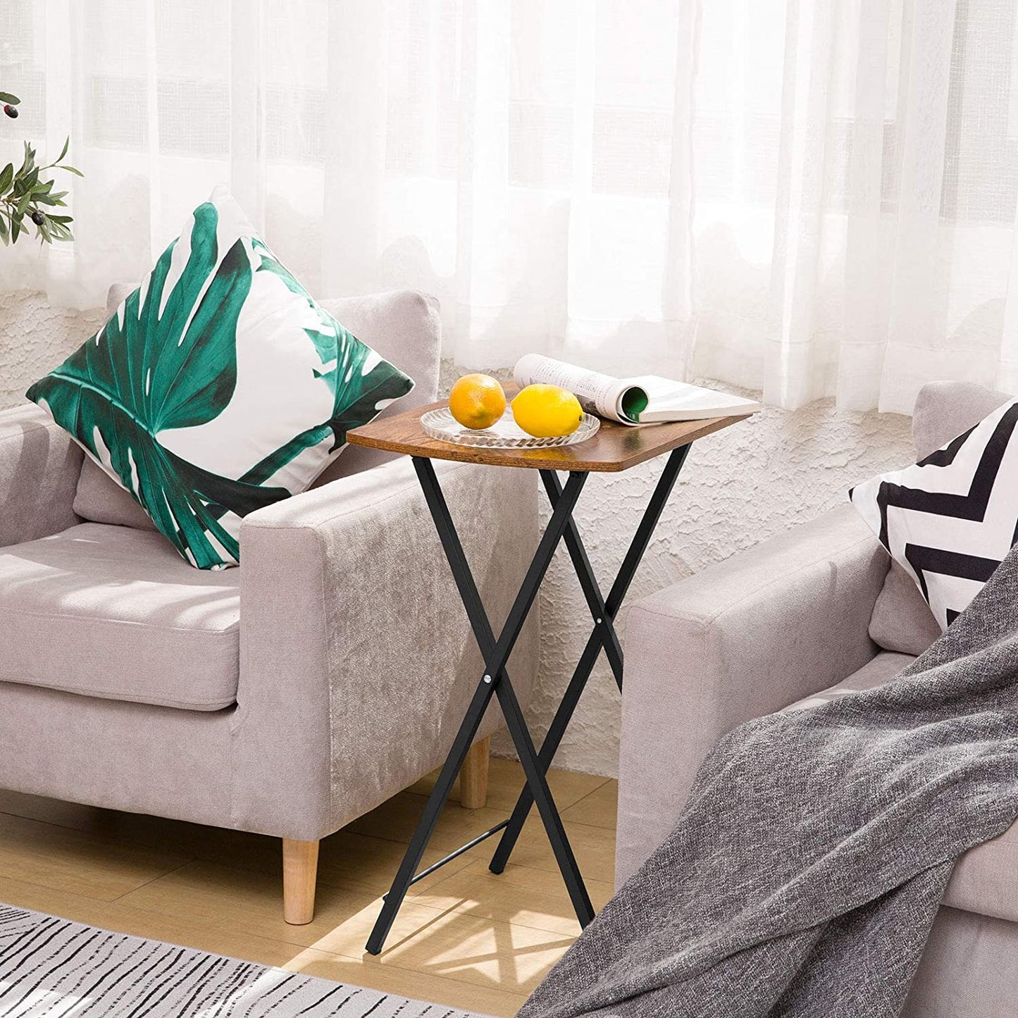 Folding TV Tray Table, TV Trays Set of 2, Foldable Snack TV Tables, Portable End Table