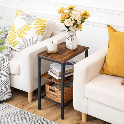 Nightstands Set of 2, 3-Tier Side Table with Adjustable Shelf, Industrial End Table
