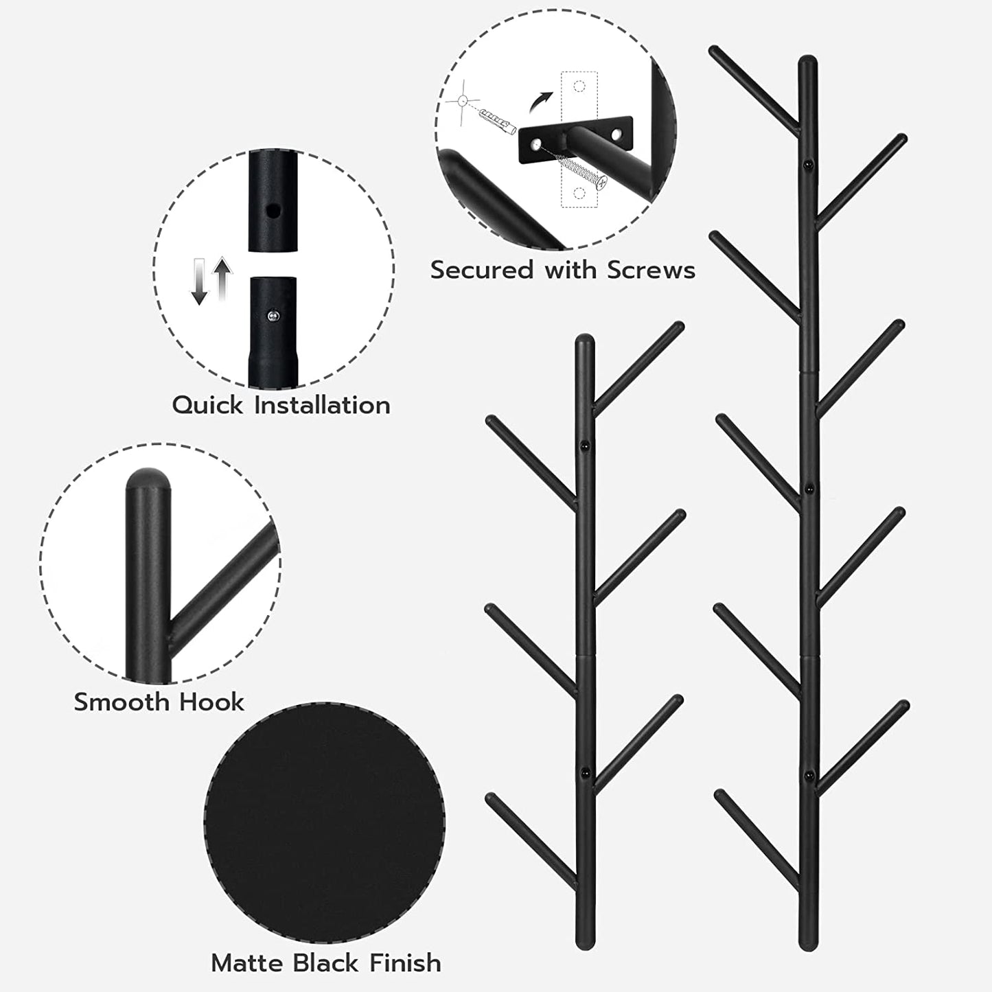 2 Pack Coat Rack Wall Mount, Coat Tree