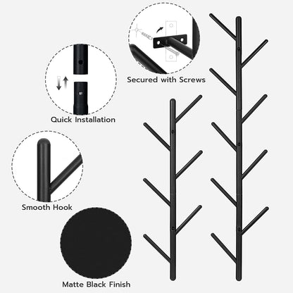 2 Pack Coat Rack Wall Mount, Coat Tree