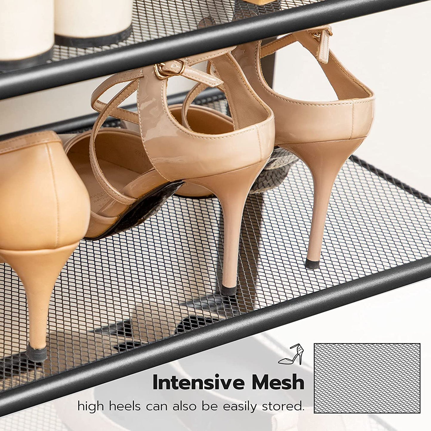 8 Tier Shoe Rack, Narrow Shoe Storage Organizer with 7 Metal Shelves