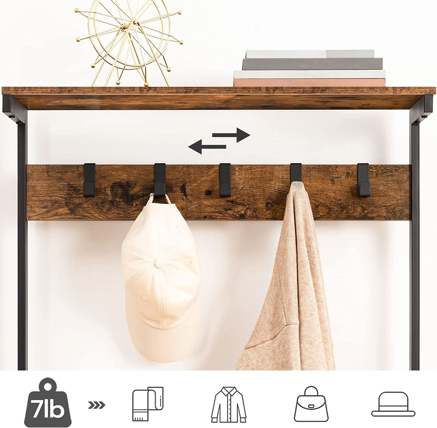 Hall Tree, Coat Rack, Shoe Rack, 5-tier Freestanding shelf, Shoe Storage
