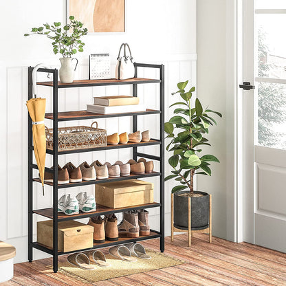 Shoe Rack, 3-Tier Stackable Shoe Shelf, Industrial Shoe Storage Organizer with 3 Shelves