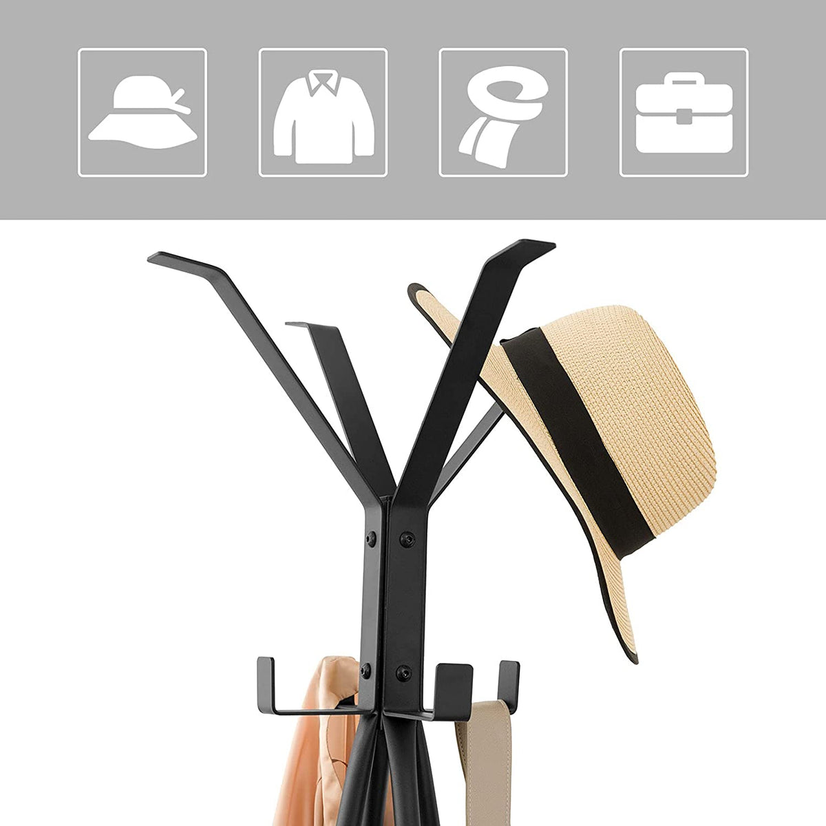 Coat Rack Stand, Entryway Hall Tree, Coat Tree Free Standing, Hallway Storage