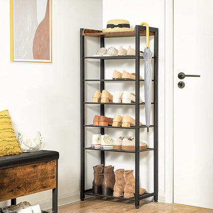 Shoe Rack, 8 Tier Shoe Rack, Narrow Shoe Storage Organizer with 7 Metal Shelves