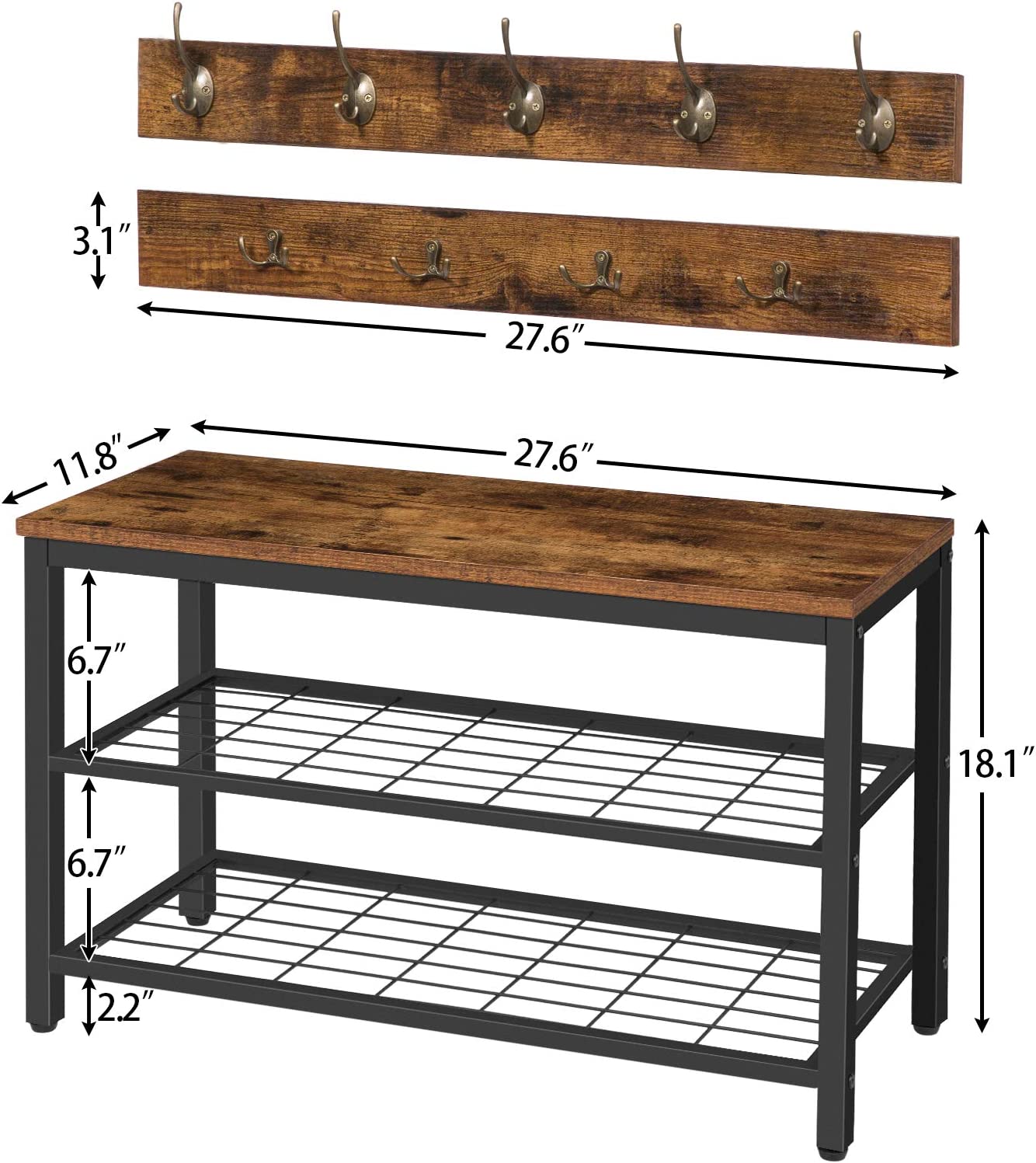 Coat Rack Shoe Bench Set, Entryway Shoe Rack