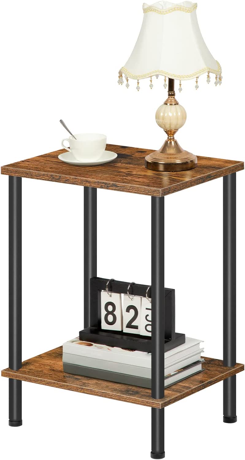 End Tables Set of 2, Nightstand with 2-Layer Storage Shelves, Side Table