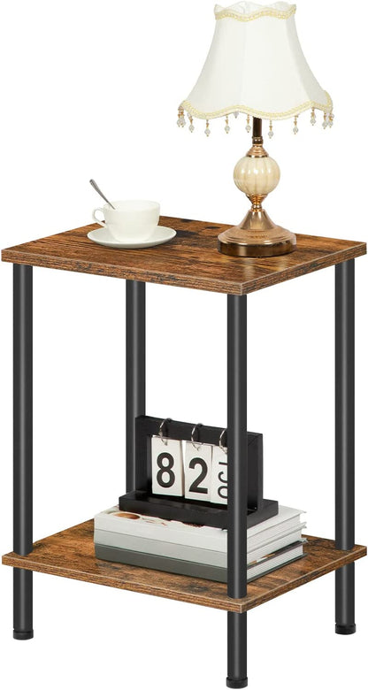 End Tables Set of 2, Nightstand with 2-Layer Storage Shelves, Side Table