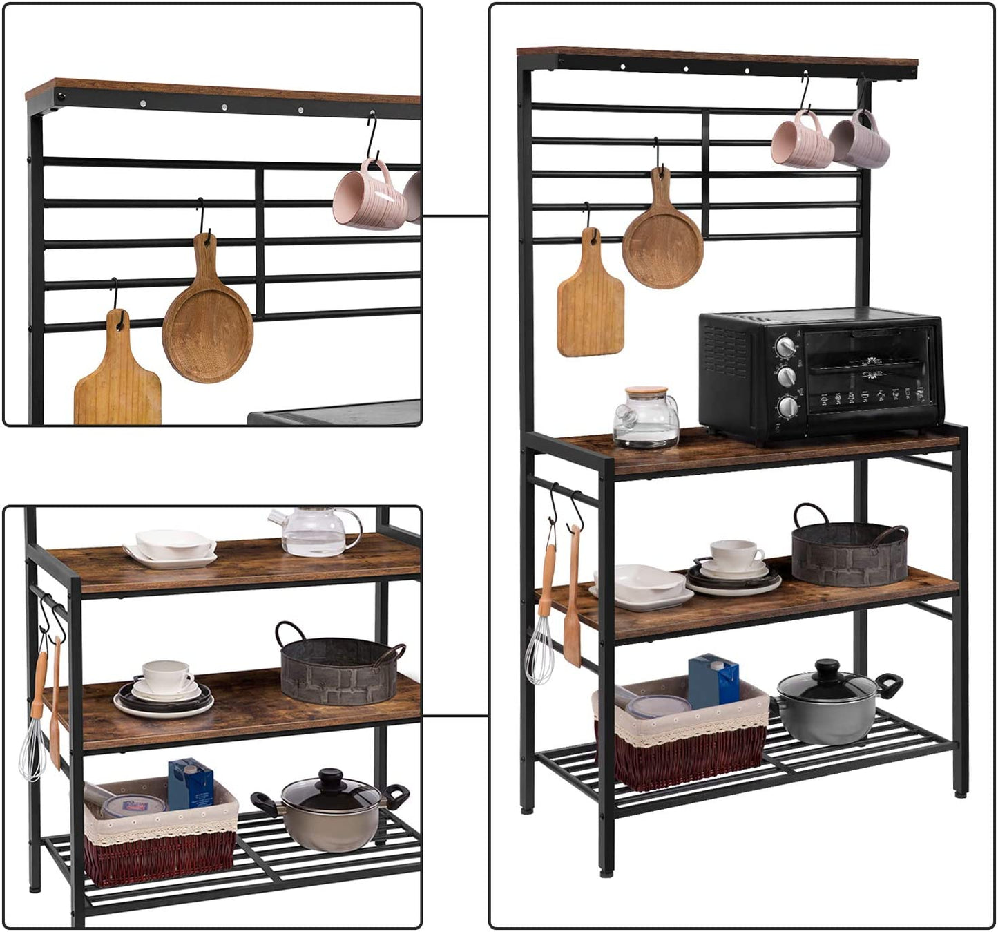 Bakers Rack, Microwave Stand, Kitchen Storage Shelf Rack, Coffee Bar
