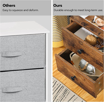 Nightstand, Bedside Table with 2 Drawers and Storage Shelves, Side End Table, Sofa Table